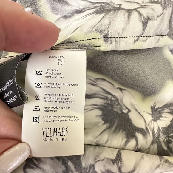 Blugirl Folies Silk Women Blouse SZ 8 Green Floral Sheer Long Sleeves Top Italy - Picture 12 of 16